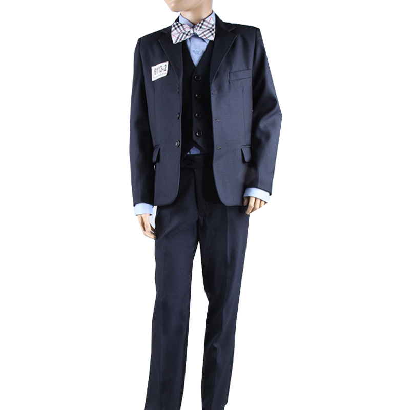 (Артикул 6113-2) Детский классический костюм тройка синий (брюки+пиджак+жилетка)