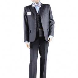 (Артикул 6113-3) Детский классический костюм тройка темно-серый (брюки+пиджак+жилетка)